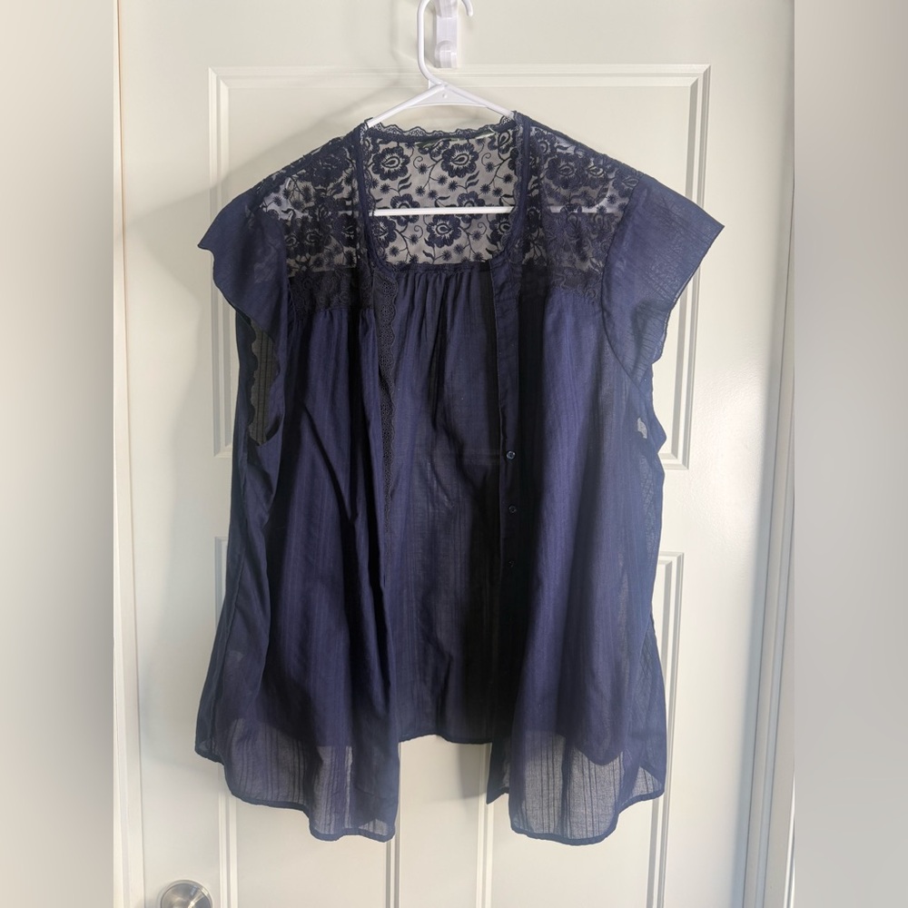 Women’s Eddie Bauer Navy Blouse, 3X - Picture 2 of 13